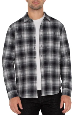 Shirts-Liverpool Los Angeles LONG SLEEVE BUTTON UP SHIRT Greyoffwhiteblack