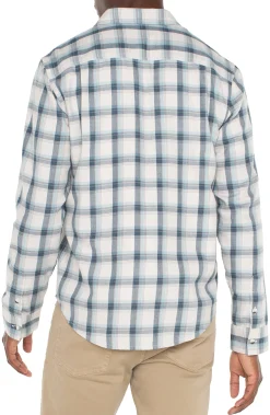 Shirts-Liverpool Los Angeles LONG SLEEVE BUTTON UP SHIRT Puttybluegrey