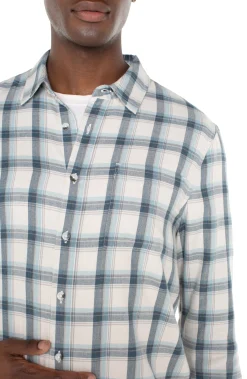 Shirts-Liverpool Los Angeles LONG SLEEVE BUTTON UP SHIRT Puttybluegrey