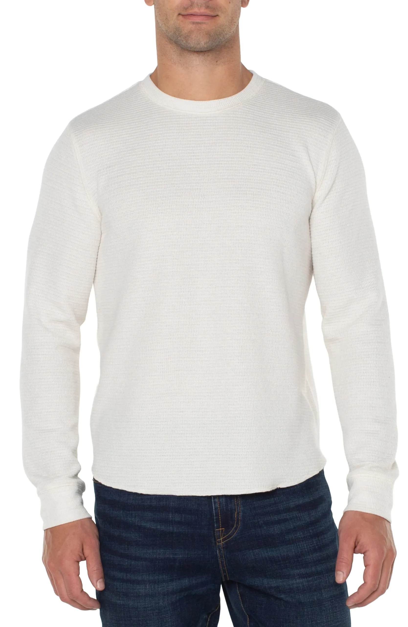 Shirts-Liverpool Los Angeles LONG SLEEVE CREW NECK Cream