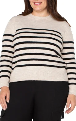 Tops-Liverpool Los Angeles LONG SLEEVE CREW NECK DROP SHOULDER SWEATER Oatmealheather