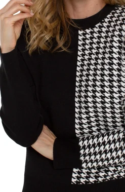 Sweaters-Liverpool Los Angeles LONG SLEEVE CREW NECK SWEATER Blackwhitehoundstooth