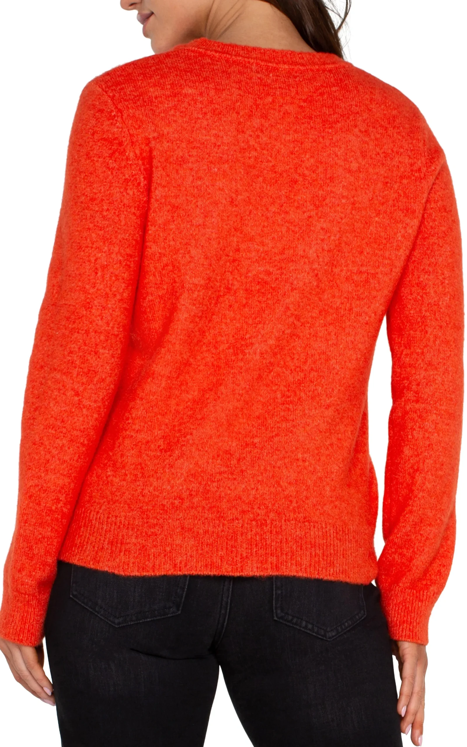 Tees|Sweaters-Liverpool Los Angeles LONG SLEEVE CUT OUT BOW NECK SWEATER Orange