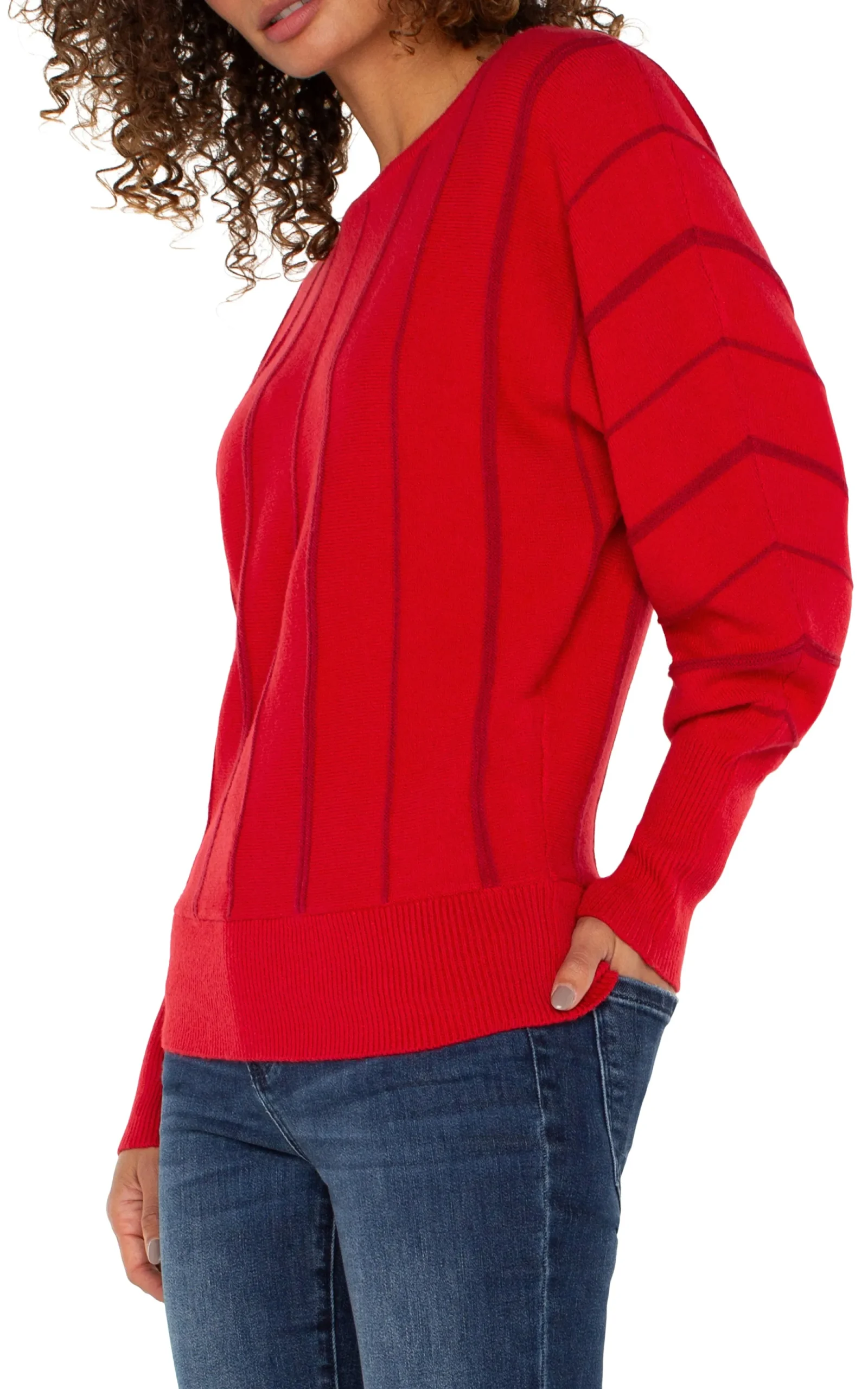 Sweaters-Liverpool Los Angeles LONG SLEEVE DOLMAN SWEATER WITH STRIPE Tangored