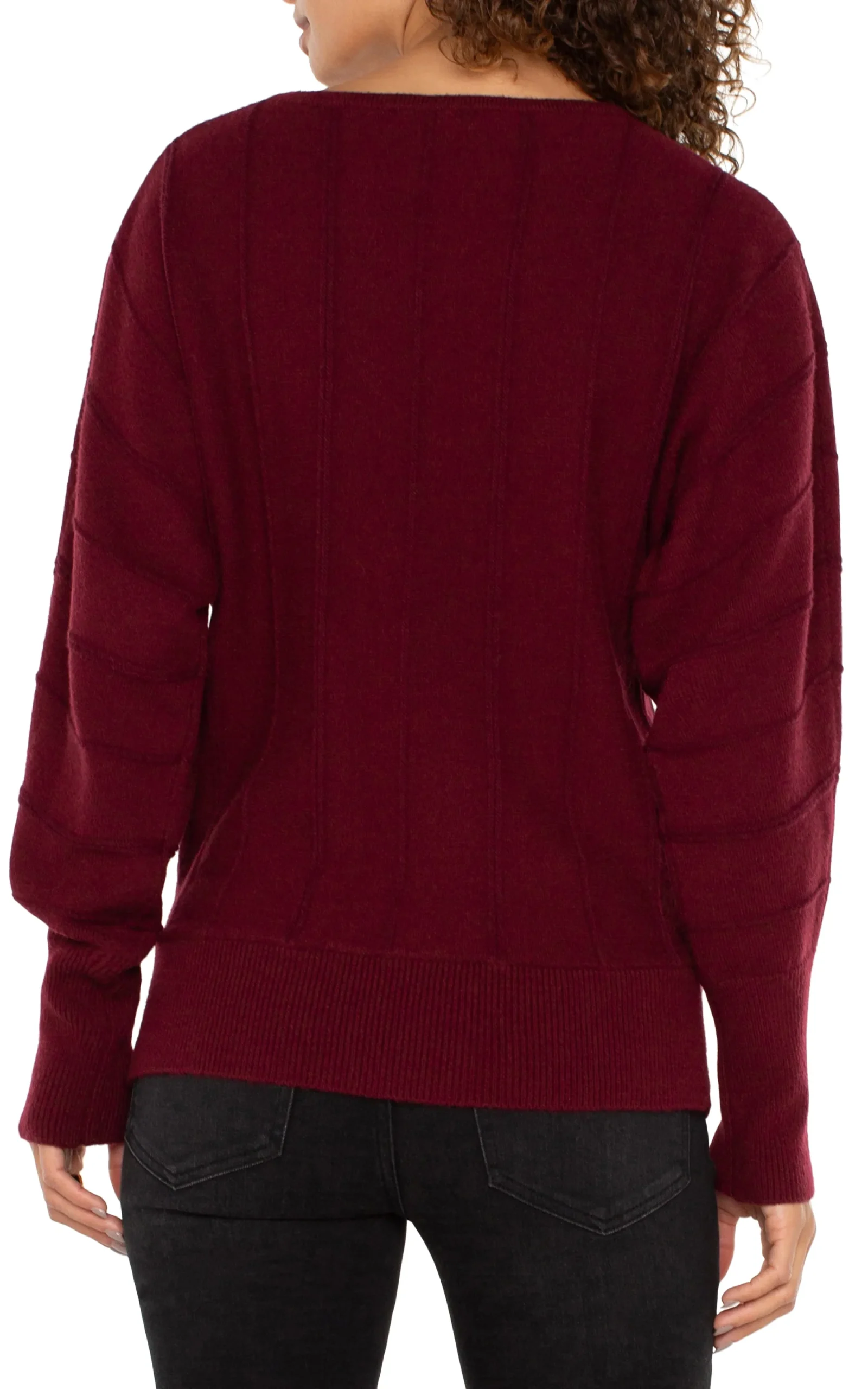 Sweaters-Liverpool Los Angeles LONG SLEEVE DOLMAN SWEATER WITH STRIPE Darkpinotnoir
