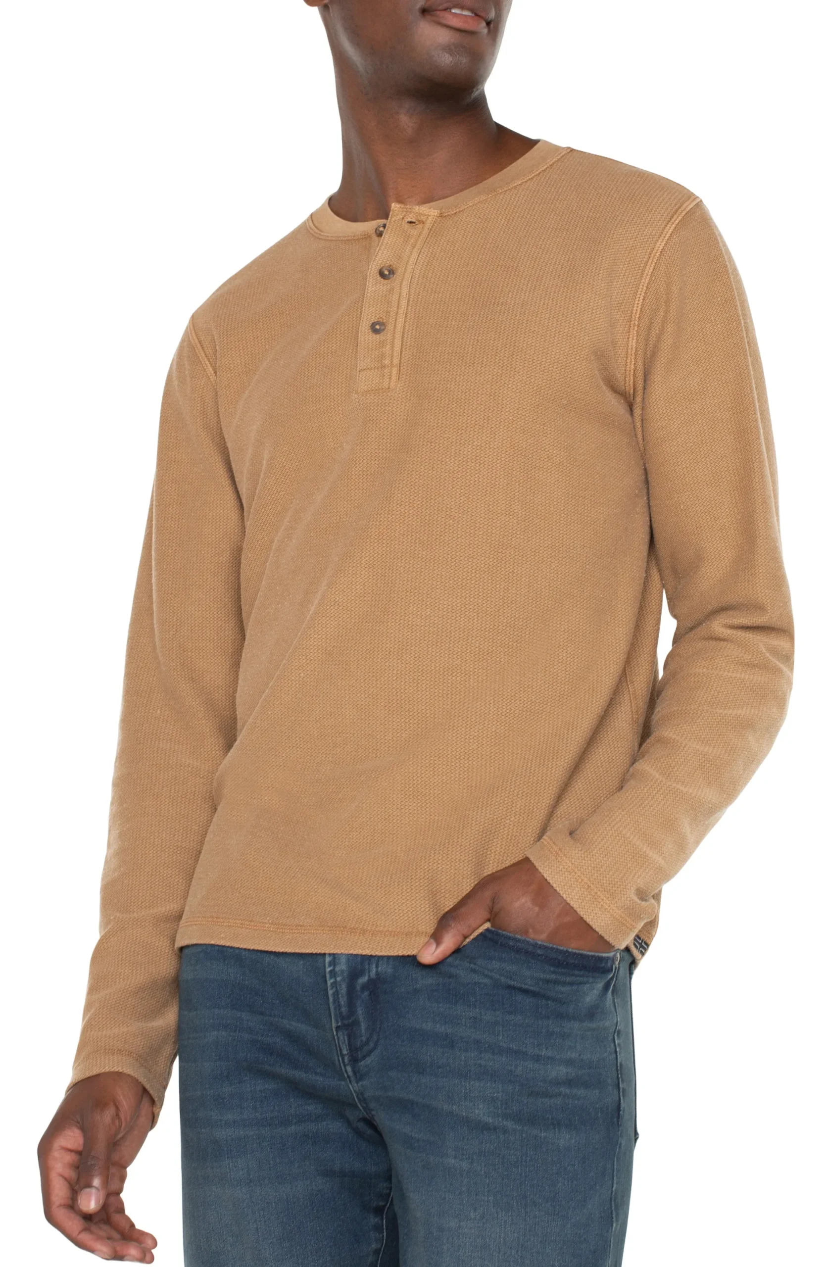 Shirts-Liverpool Los Angeles LONG SLEEVE HENLEY Tabaccobrown