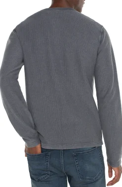 Shirts-Liverpool Los Angeles LONG SLEEVE HENLEY Graypinstripe