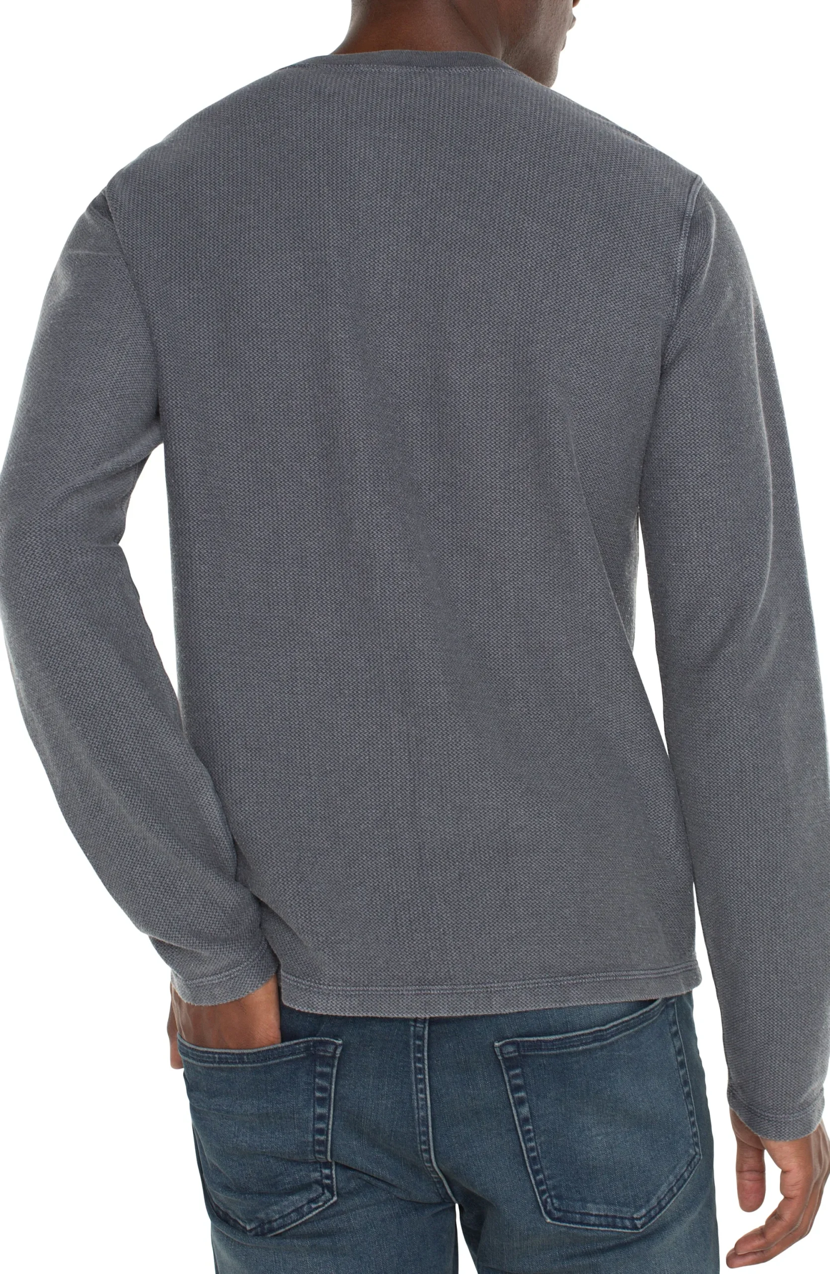 Shirts-Liverpool Los Angeles LONG SLEEVE HENLEY Graypinstripe