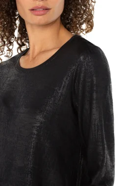 Tees-Liverpool Los Angeles LONG SLEEVE SCOOP NECK KNIT TOP Distressedblack