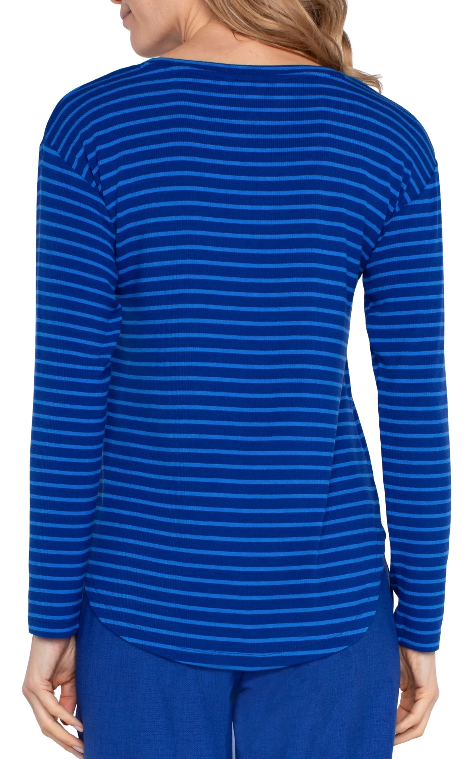 Tees-Liverpool Los Angeles LONG SLEEVE SCOOP NECK TOP Bluetopazstripe