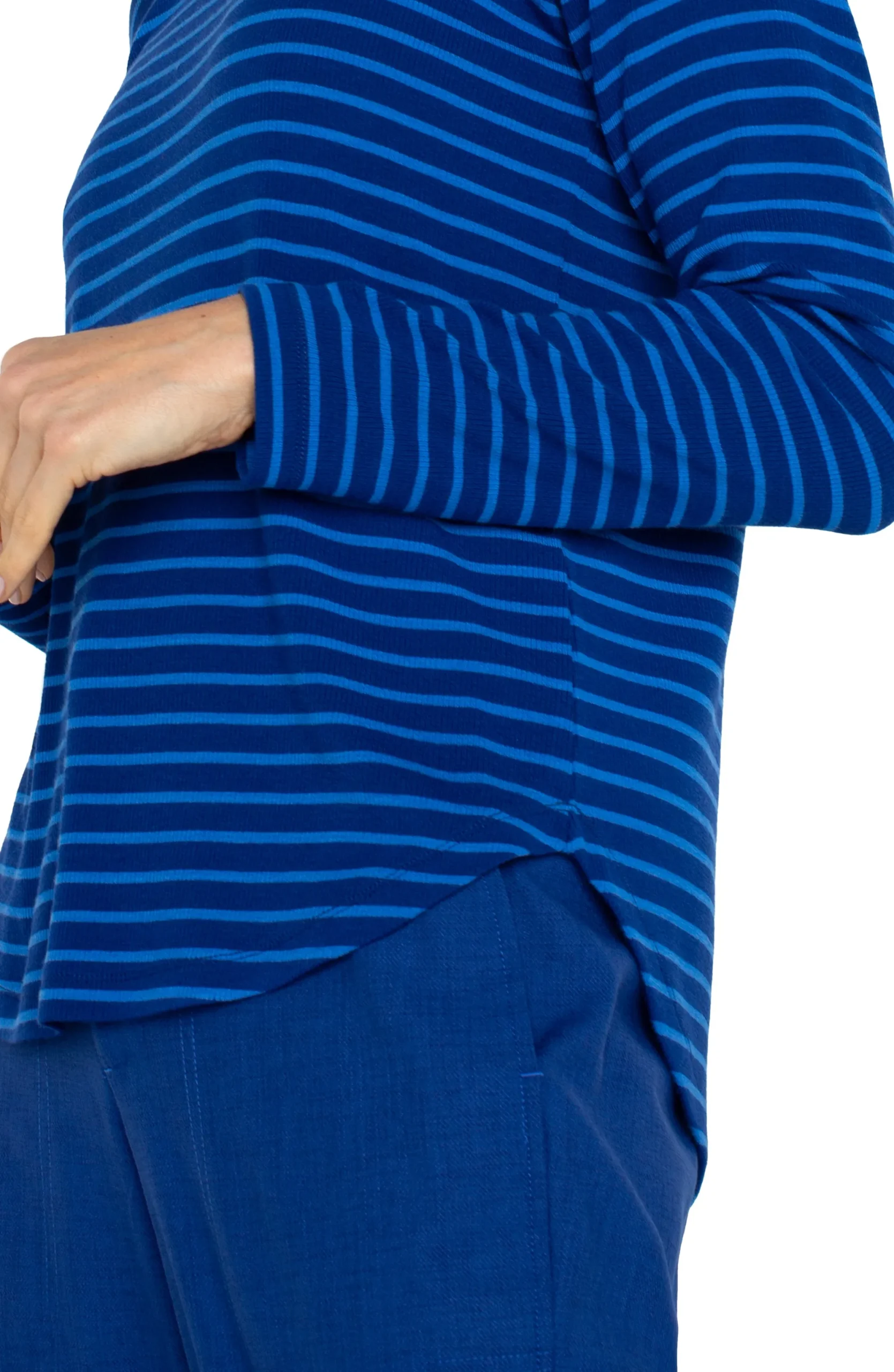 Tees-Liverpool Los Angeles LONG SLEEVE SCOOP NECK TOP Bluetopazstripe