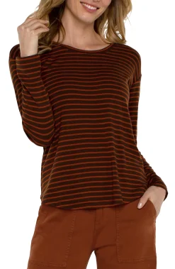 Tees-Liverpool Los Angeles LONG SLEEVE SCOOP NECK TOP Turmericstripe