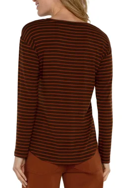 Tees-Liverpool Los Angeles LONG SLEEVE SCOOP NECK TOP Turmericstripe