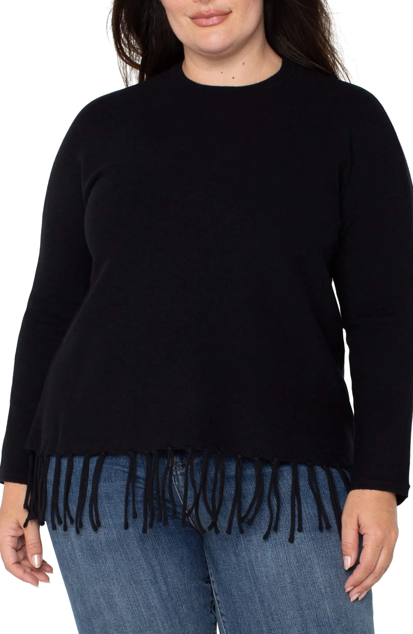 Tops-Liverpool Los Angeles LONG SLEEVE SEAMLESS SWEATER Black