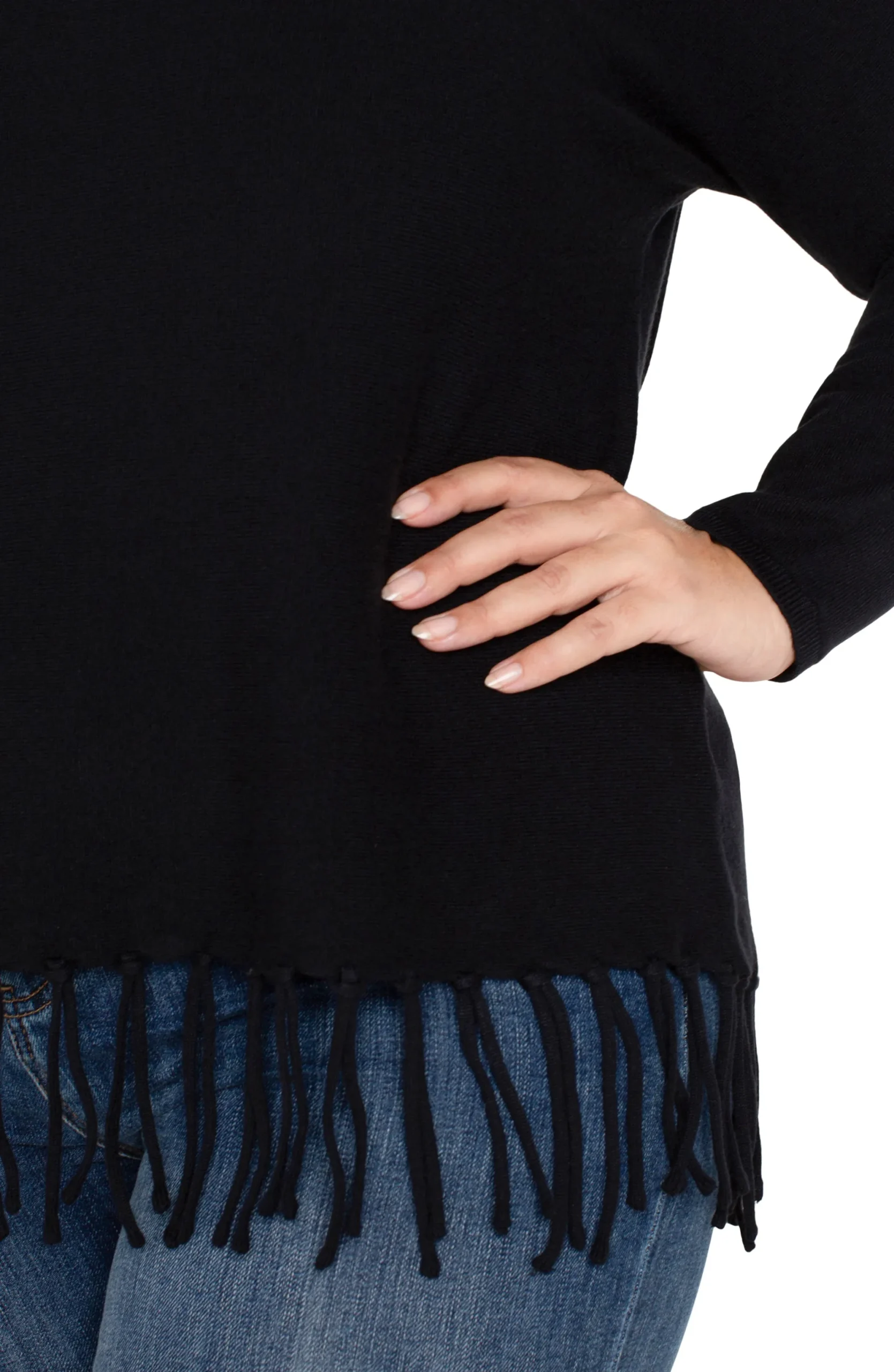 Tops-Liverpool Los Angeles LONG SLEEVE SEAMLESS SWEATER Black