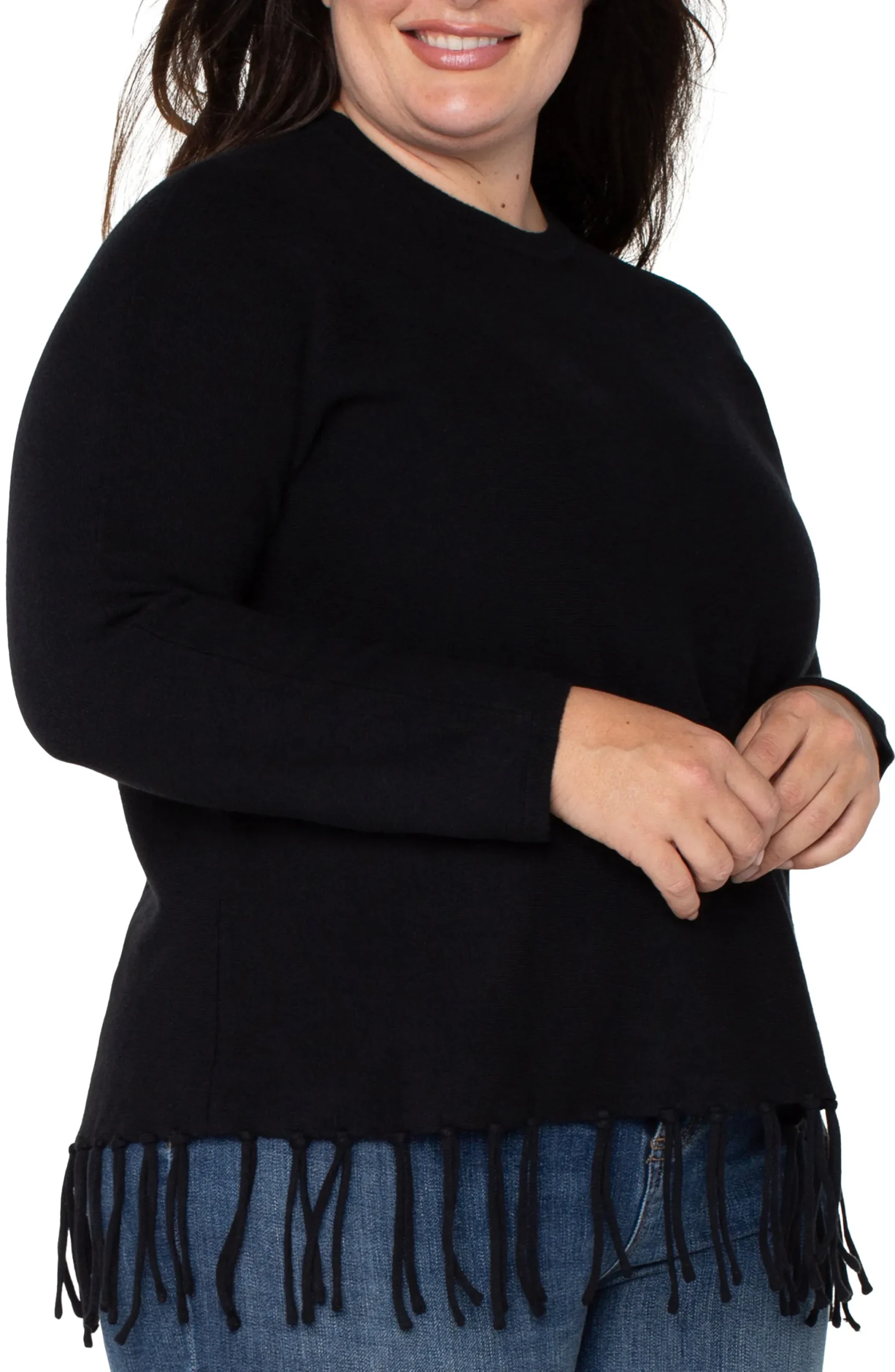 Tops-Liverpool Los Angeles LONG SLEEVE SEAMLESS SWEATER Black