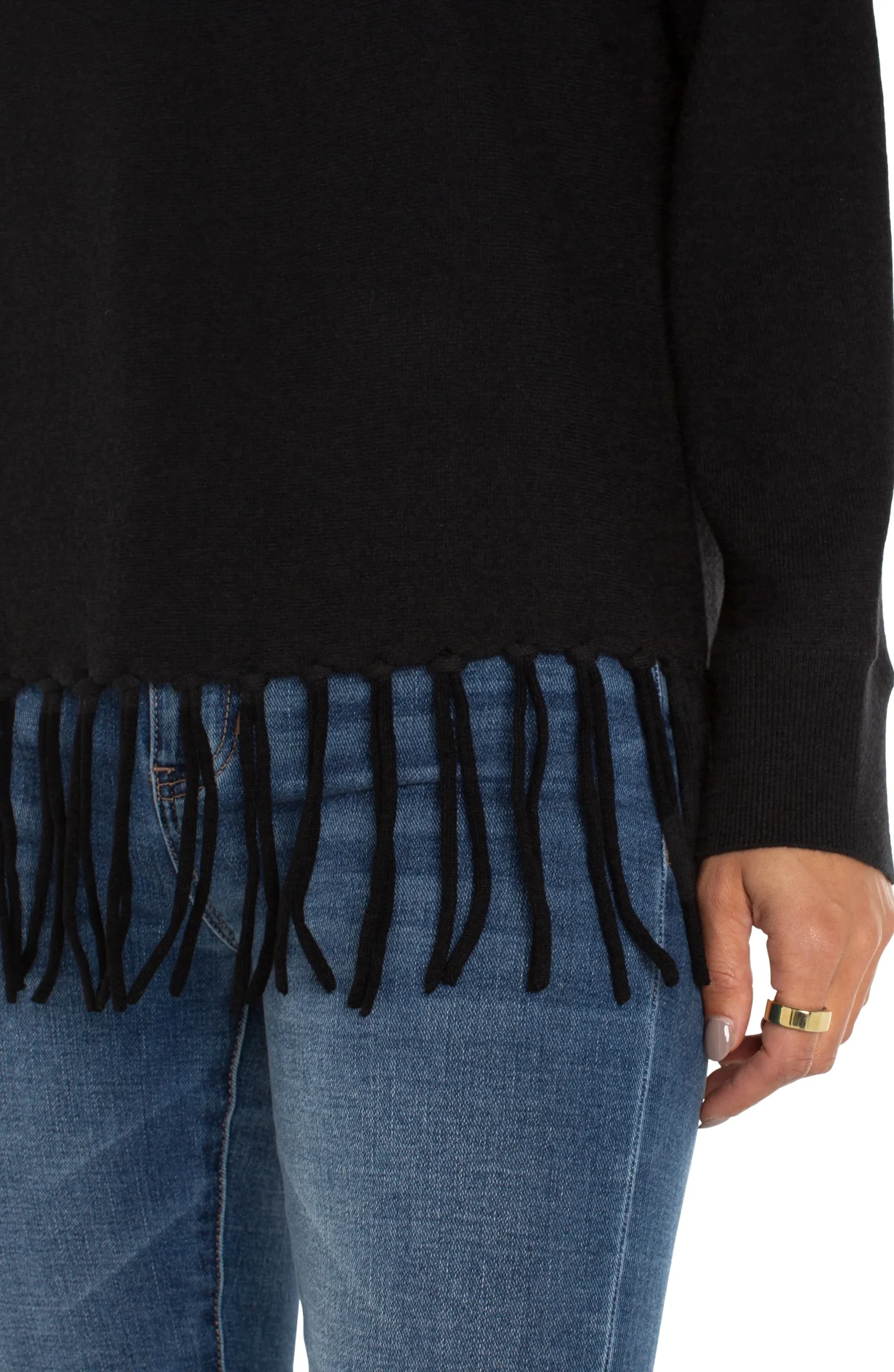 Sweaters-Liverpool Los Angeles LONG SLEEVE SEAMLESS SWEATER Black