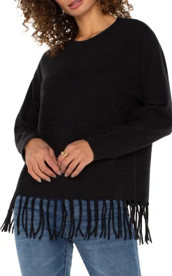 Sweaters-Liverpool Los Angeles LONG SLEEVE SEAMLESS SWEATER Black