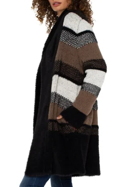 Coatigans-Liverpool Los Angeles LONG SLEEVE SWEATER COAT Blacktanmulticolorblock
