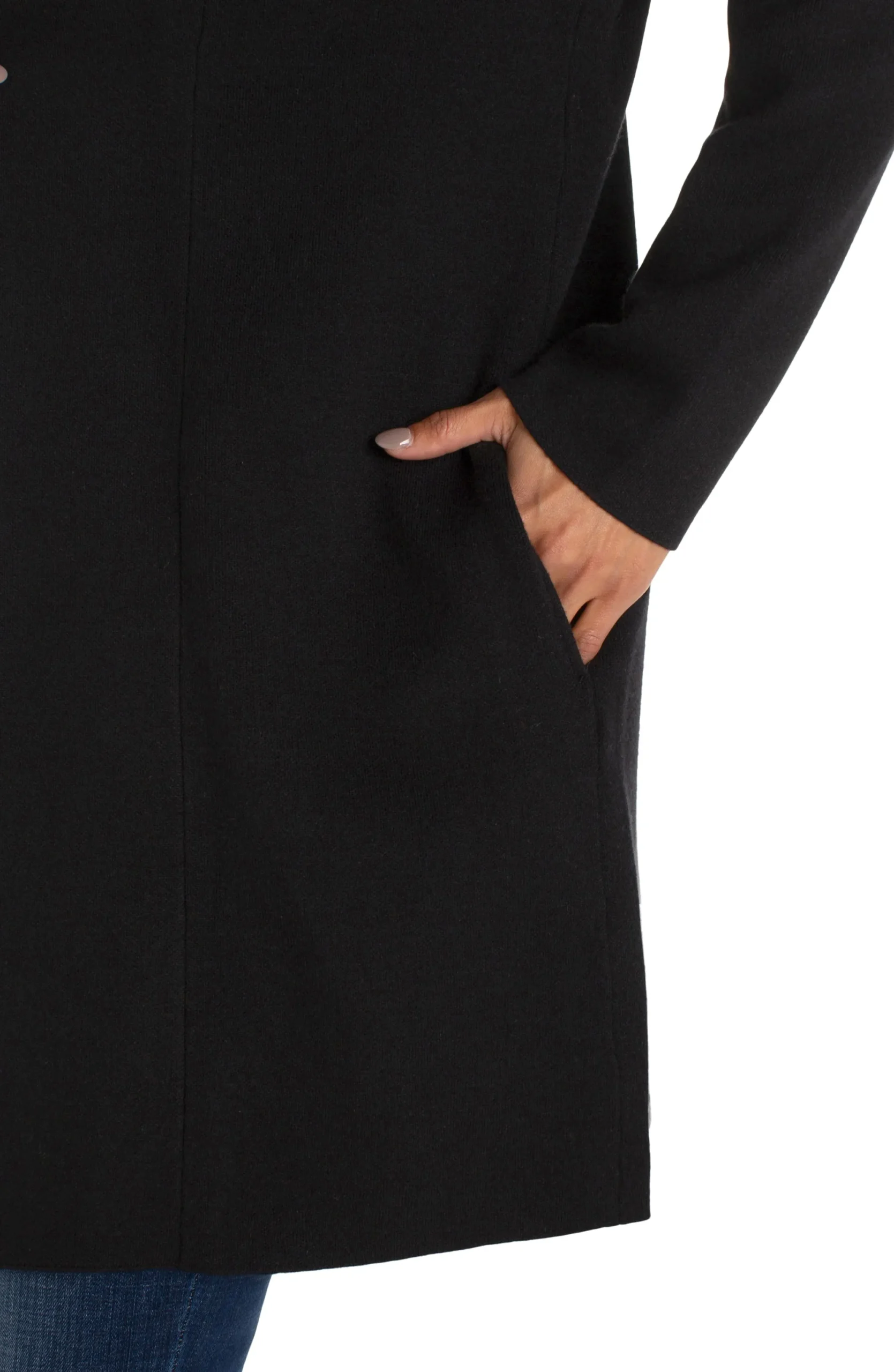 Coatigans-Liverpool Los Angeles LONG SLEEVE SWEATER COATIGAN Black