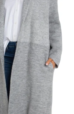 Coatigans-Liverpool Los Angeles LONG SLEEVE SWEATER COATIGAN Greypatternblock
