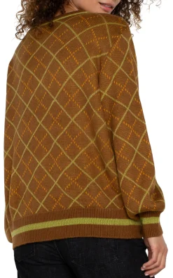 Sweaters|Tees-Liverpool Los Angeles LONG SLEEVE V NECK SWEATER Caramelmulti