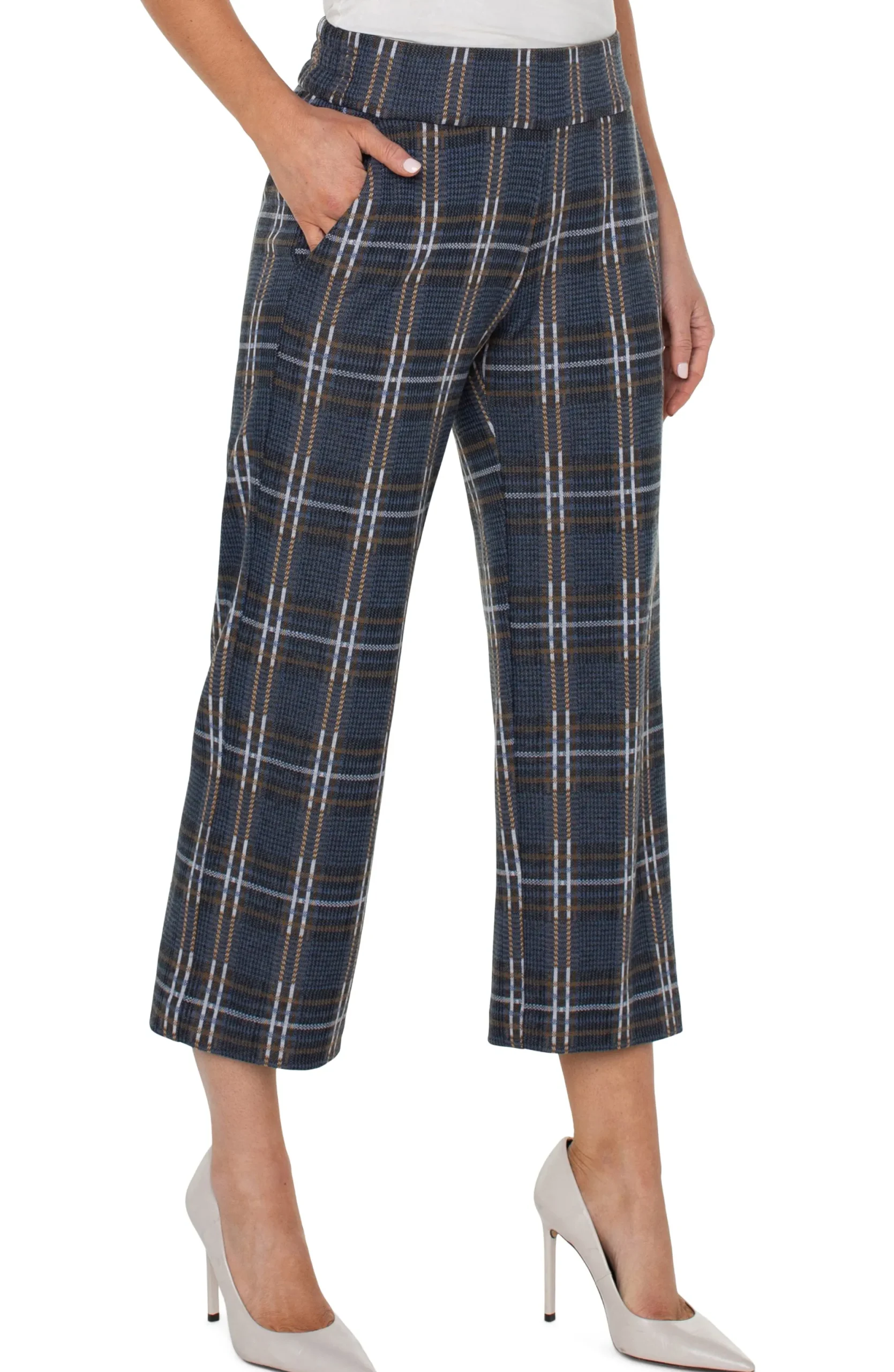 Knit Pull-On-Liverpool Los Angeles MABEL PULL-ON WIDE LEG Blackqueenblueplaid