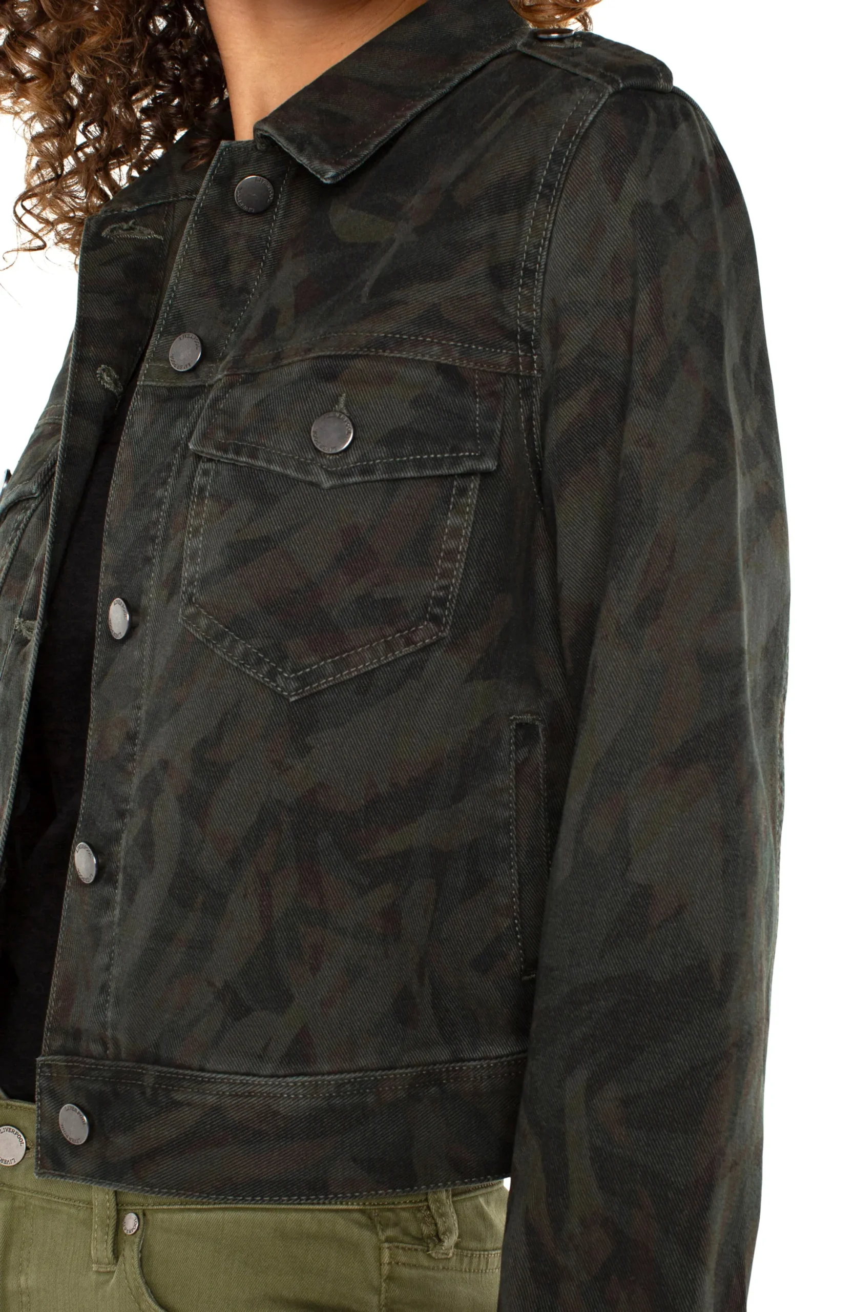 Jackets|Jackets-Liverpool Los Angeles MILITARY CROP JACKET Abstractcamo