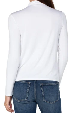 Tees-Liverpool Los Angeles MOCK NECK LONG SLEEVE KNIT TOP White