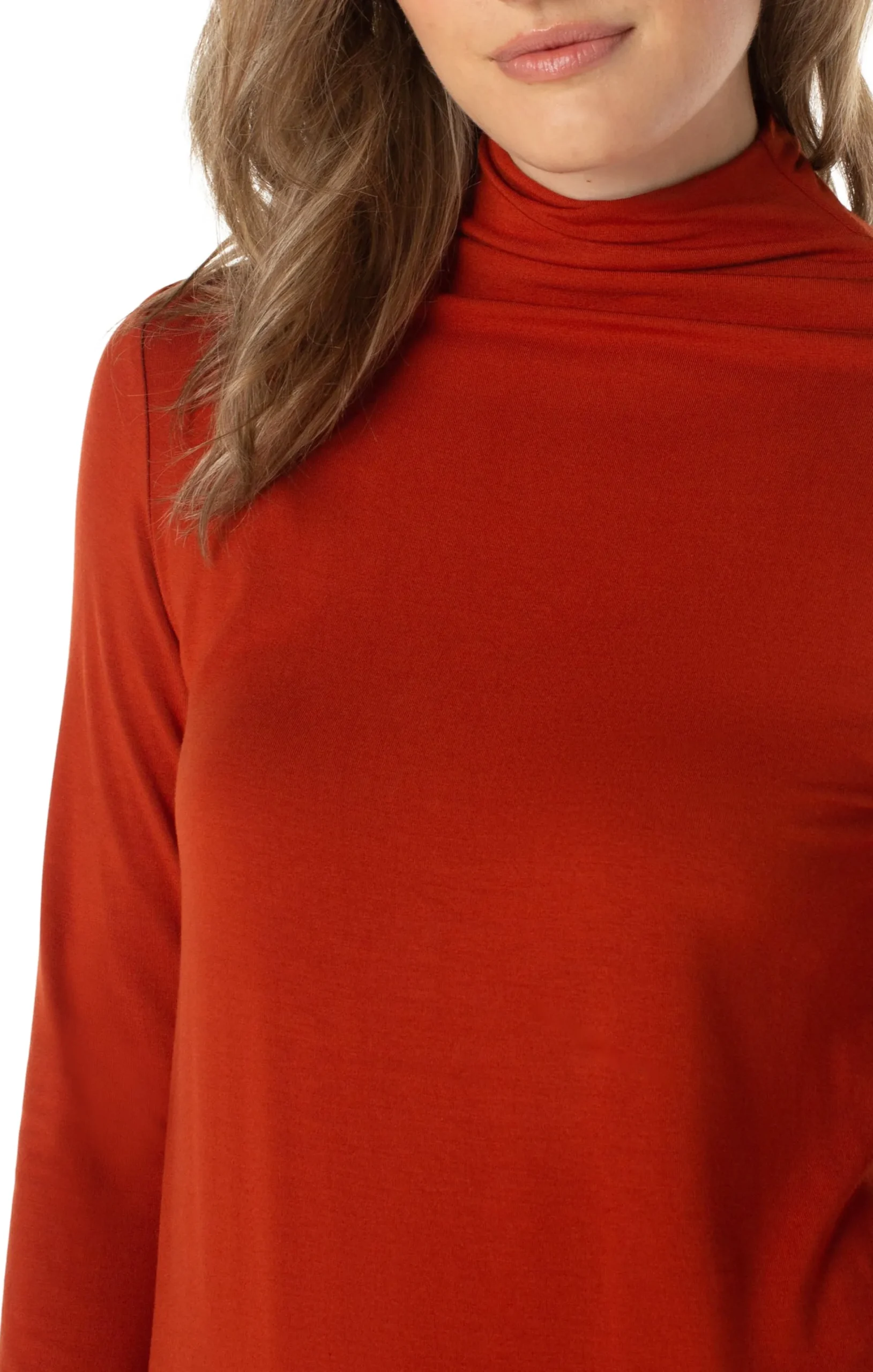 Tees-Liverpool Los Angeles MOCK NECK LONG SLEEVE KNIT TOP Terracotta