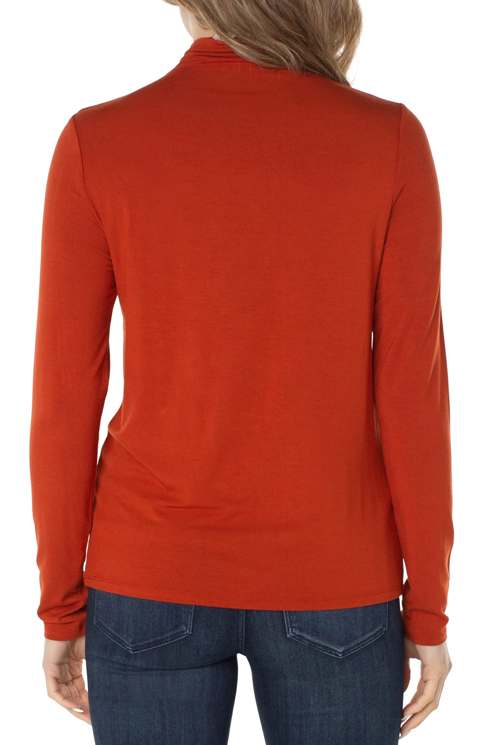 Tees-Liverpool Los Angeles MOCK NECK LONG SLEEVE KNIT TOP Terracotta