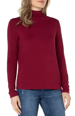 Tees-Liverpool Los Angeles MOCK NECK LONG SLEEVE KNIT TOP Redvelvet