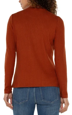 Tees-Liverpool Los Angeles MOCK NECK LONG SLEEVE KNIT TOP Cedar