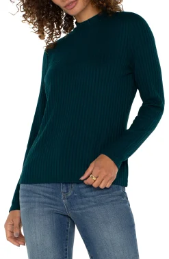 Tees-Liverpool Los Angeles MOCK NECK LONG SLEEVE KNIT TOP Darkforest
