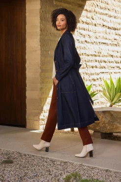Jackets|Jackets-Liverpool Los Angeles NOTCH COLLAR DUSTER JACKET Indigorinsewash