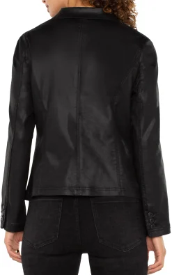 Jackets-Liverpool Los Angeles NOTCH COLLAR ONE BUTTON BLAZER Coatedblack