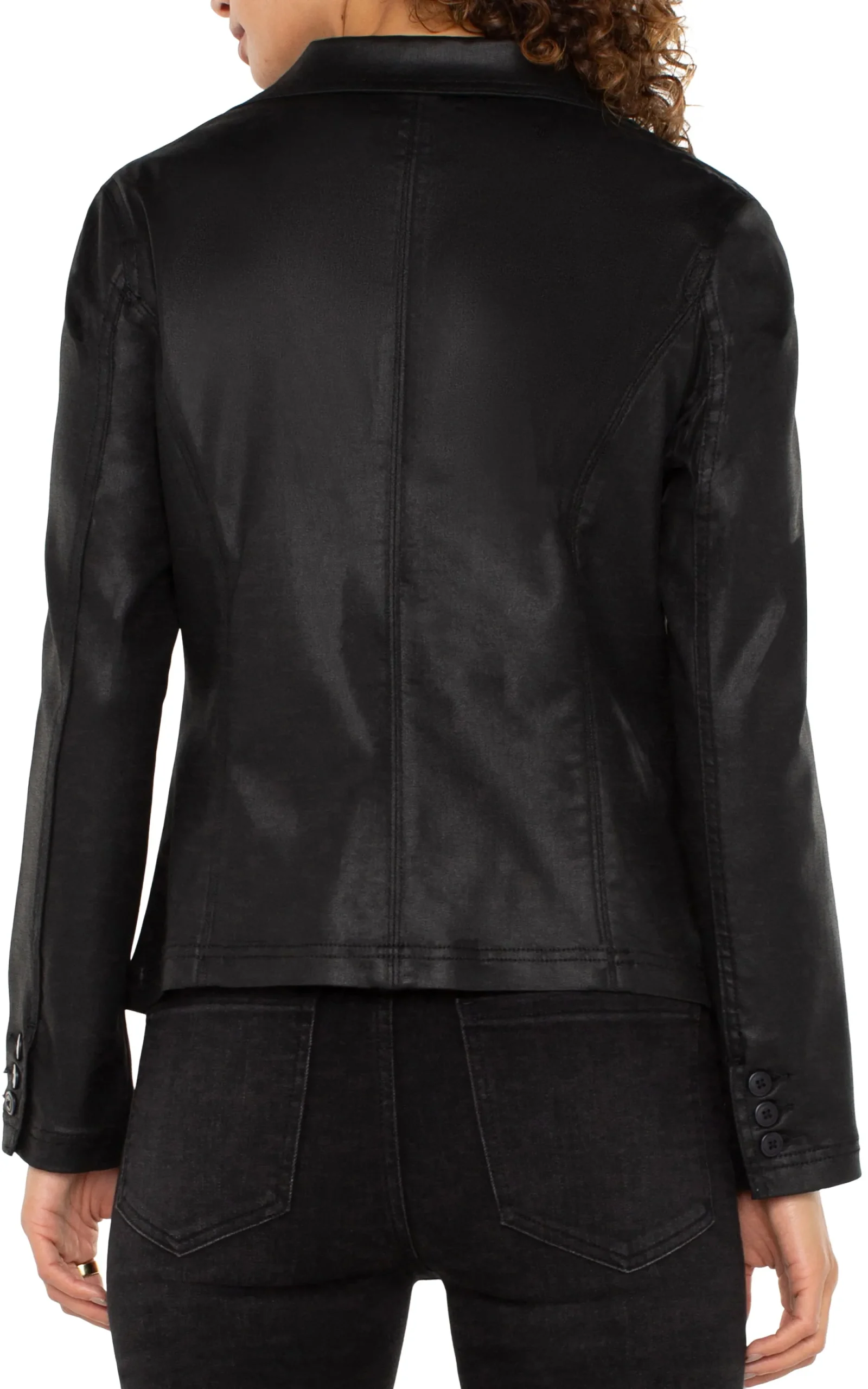 Jackets-Liverpool Los Angeles NOTCH COLLAR ONE BUTTON BLAZER Coatedblack