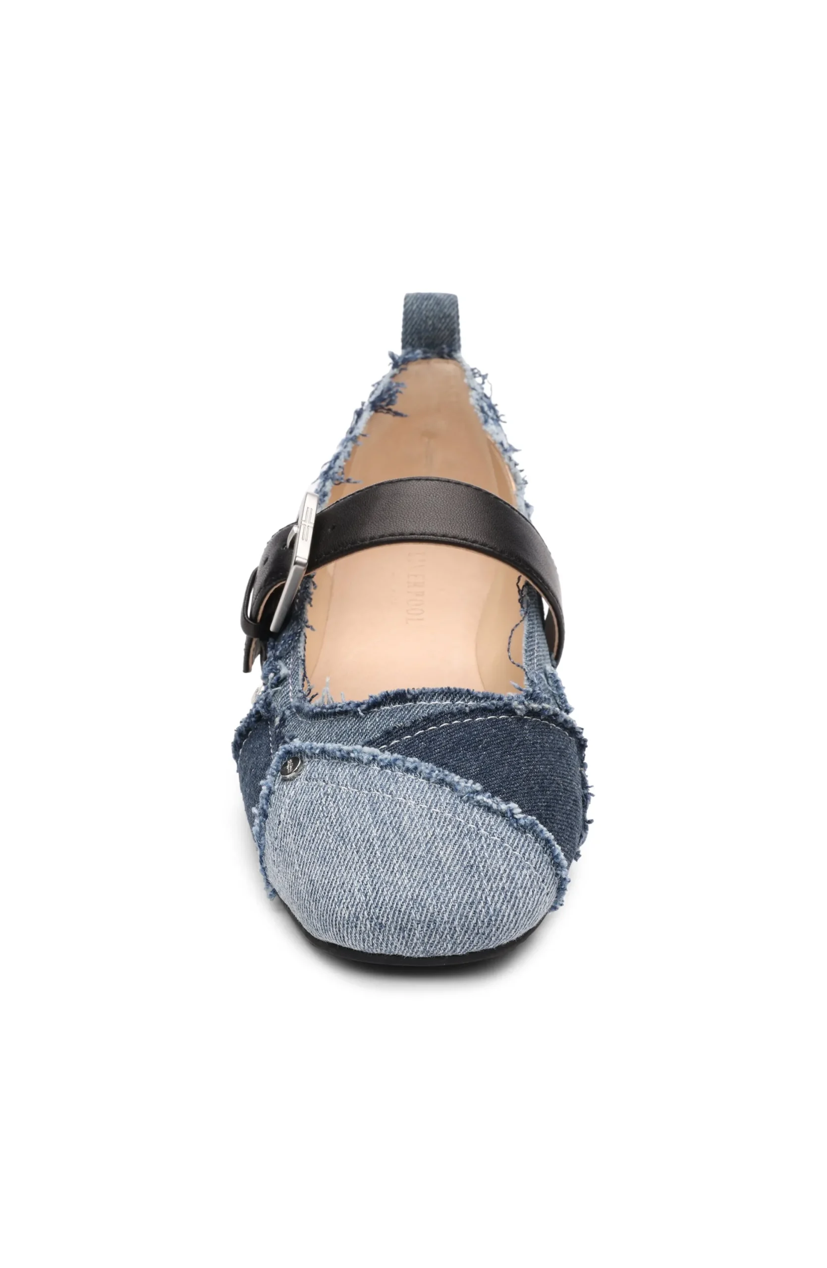 Flats-Liverpool Los Angeles OAKPARK PATCHWORK FRAYED DENIM BALLERINA FLAT Ltblueindigo