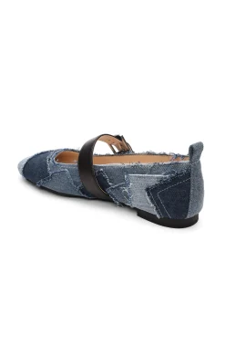 Flats-Liverpool Los Angeles OAKPARK PATCHWORK FRAYED DENIM BALLERINA FLAT Ltblueindigo