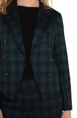 Jackets-Liverpool Los Angeles OPEN FRONT BLAZER Darkforesttartanplaid