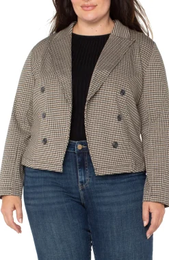 Jackets-Liverpool Los Angeles OPEN FRONT BLAZER Blacktancheck