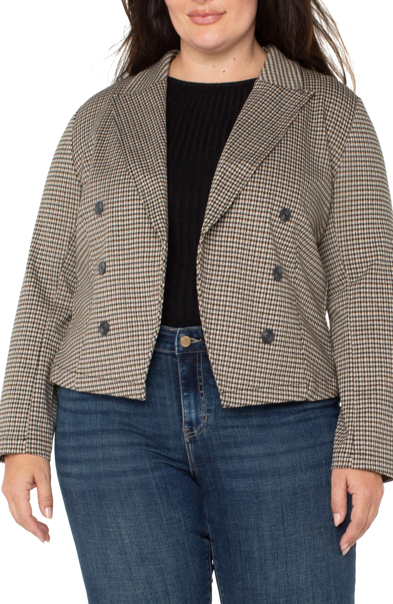 Jackets-Liverpool Los Angeles OPEN FRONT BLAZER Blacktancheck