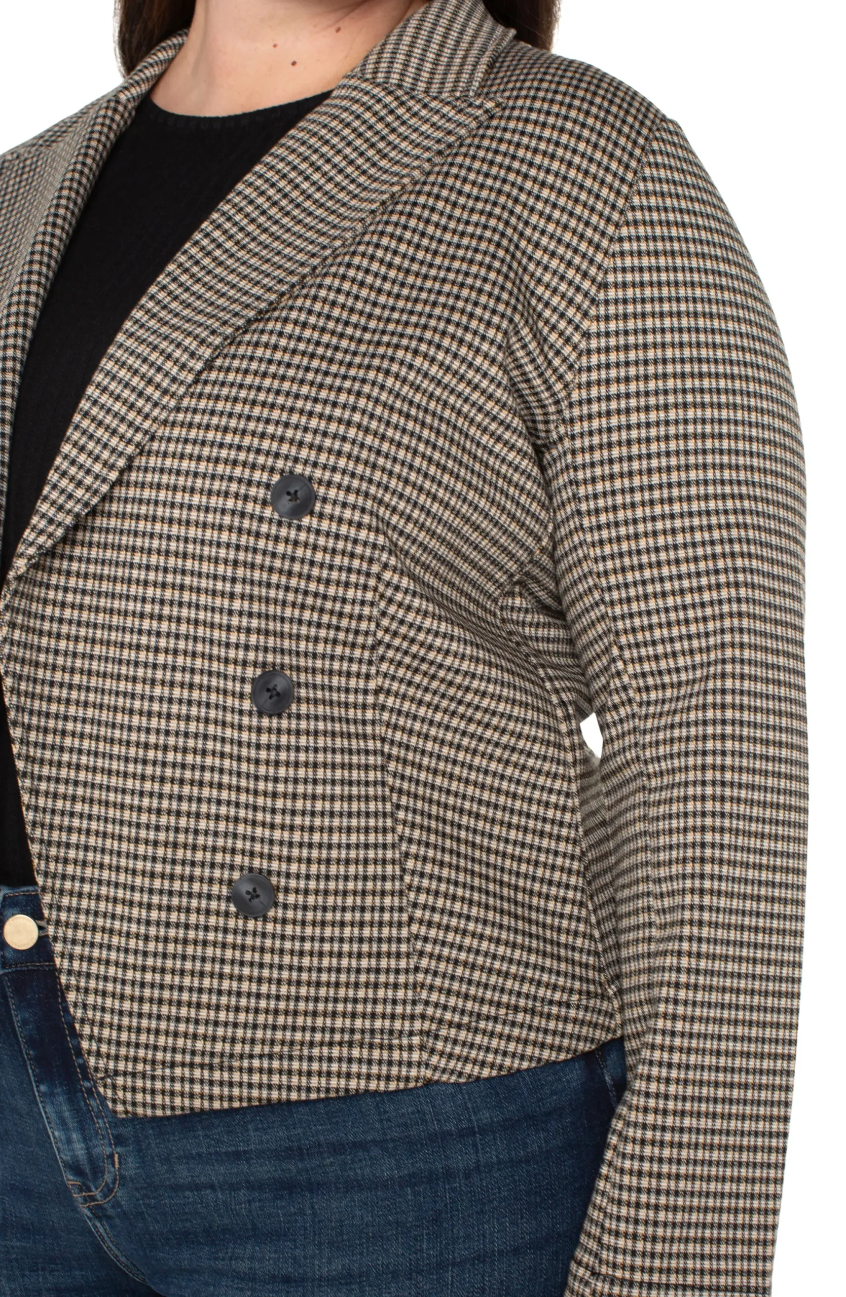 Jackets-Liverpool Los Angeles OPEN FRONT BLAZER Blacktancheck