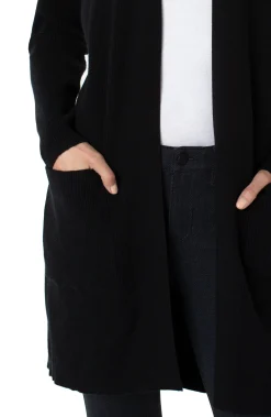Sweaters-Liverpool Los Angeles OPEN FRONT CARDIGAN SWEATER Black