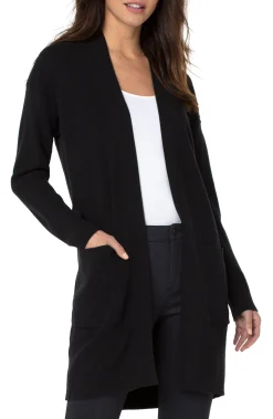 Sweaters-Liverpool Los Angeles OPEN FRONT CARDIGAN SWEATER Black