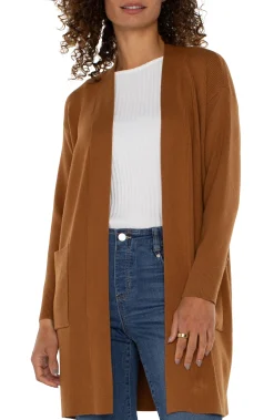 Sweaters-Liverpool Los Angeles OPEN FRONT CARDIGAN SWEATER Turmeric