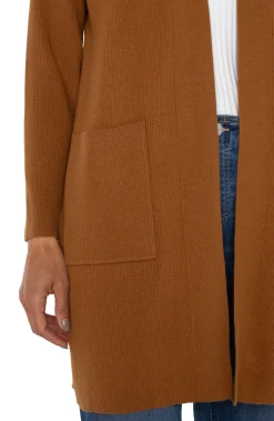 Sweaters-Liverpool Los Angeles OPEN FRONT CARDIGAN SWEATER Turmeric