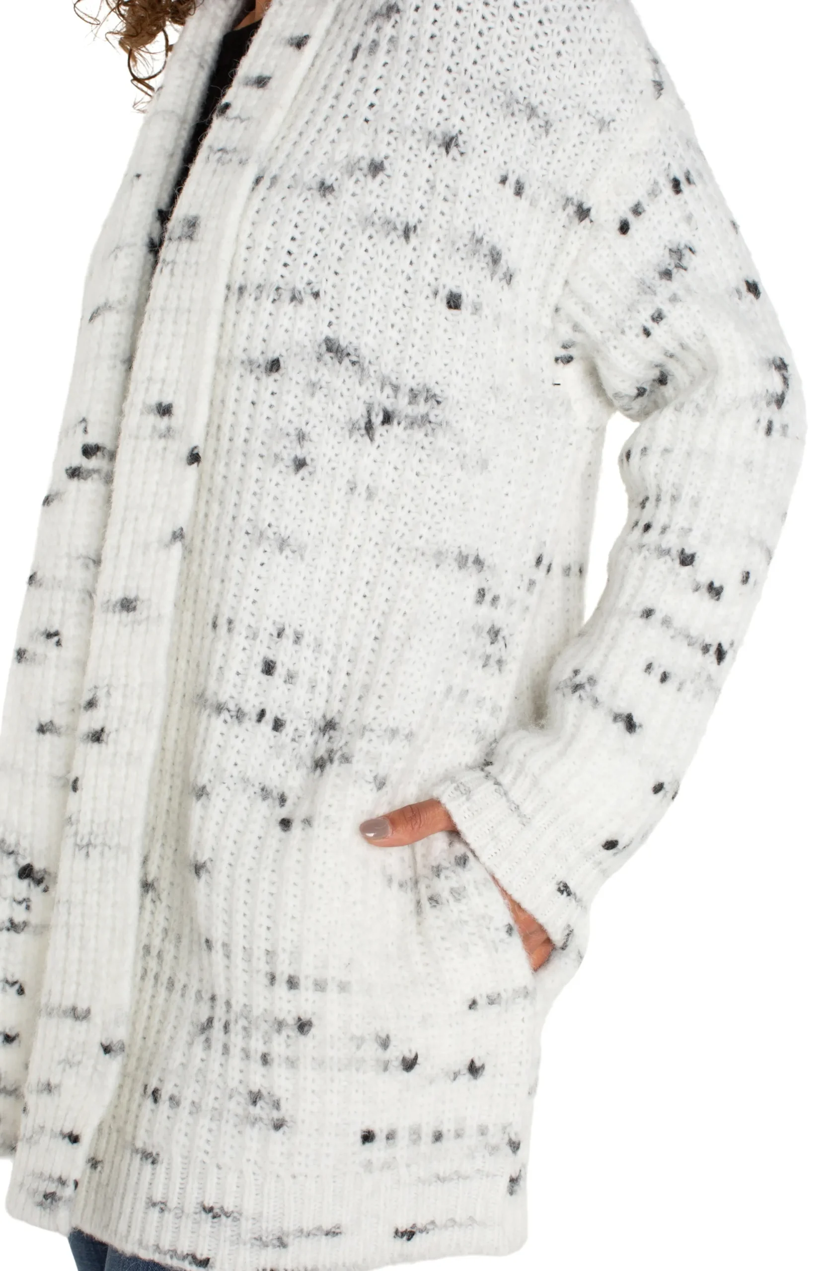 Coatigans-Liverpool Los Angeles OPEN FRONT COATIGAN SWEATER Porcelainwithblackflek