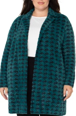 Jackets-Liverpool Los Angeles OPEN FRONT COATIGAN SWEATER Darkforesthoundstooth