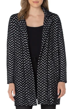 Jackets|Coatigans-Liverpool Los Angeles OPEN FRONT COATIGAN SWEATER Blackherringbone